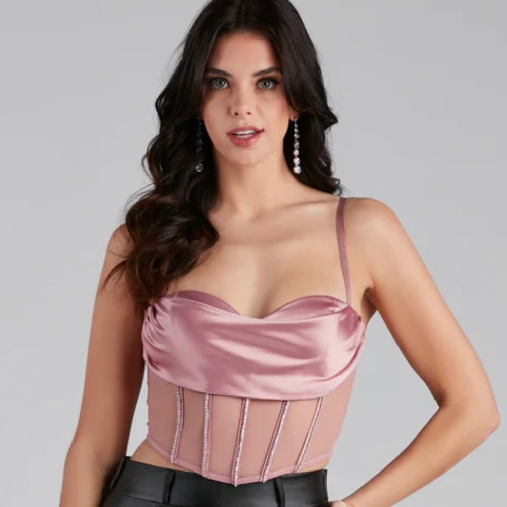 Mauve Windsor Major Glam Moves Rhinestone Bustier